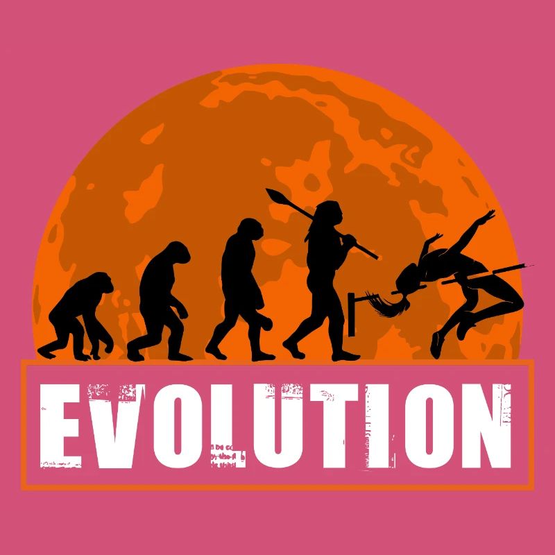 High Jumping Evolution Retro Athlete Silhouette