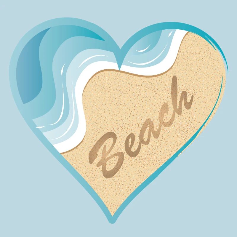 Motif de plage en forme de cœur avec lettrage Beach