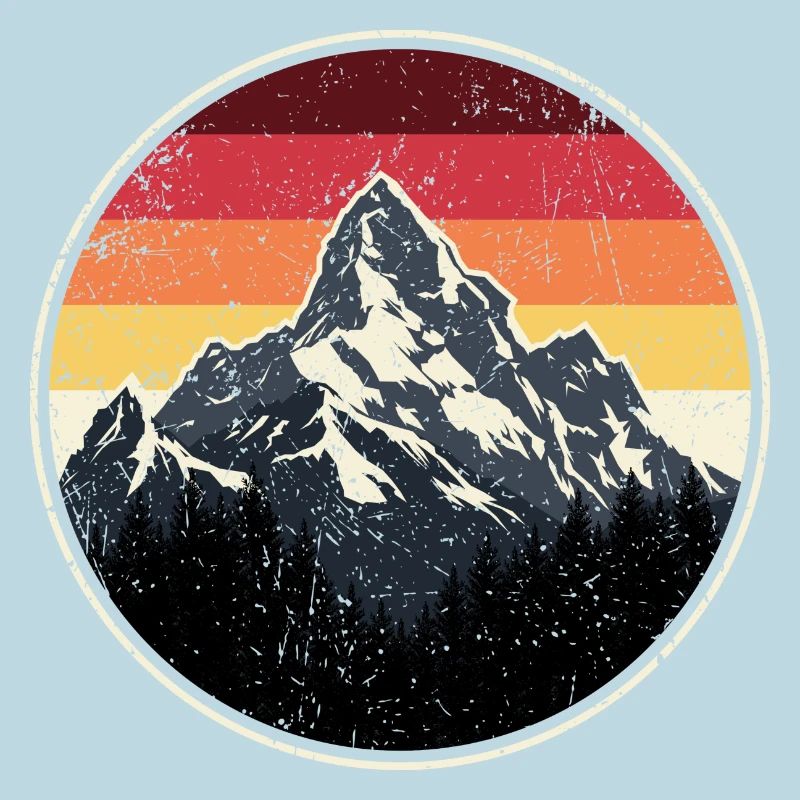 Mountain Sunset Retro Abzeichen