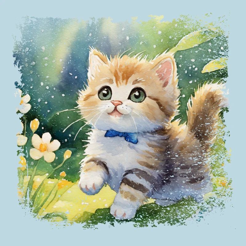 Mignon bébé chat jouant joyeusement dans le jardin