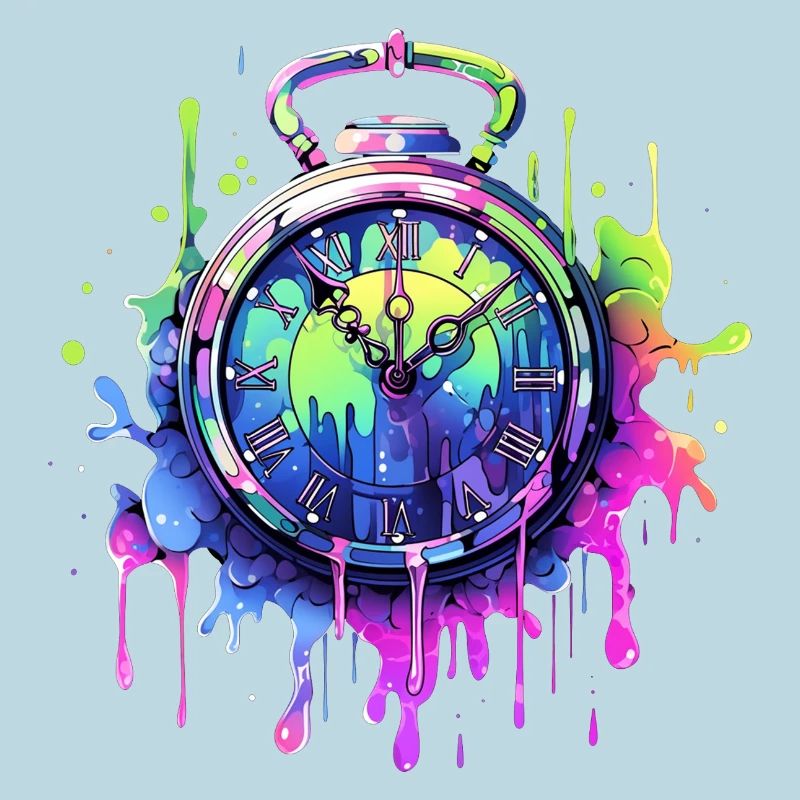 Bunte Uhr mit Farbspritzern