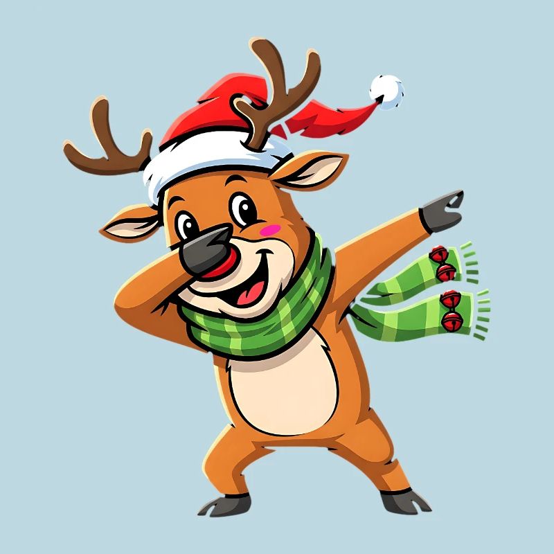 Dessin animé de dab de noël avec le renne en pose Dab