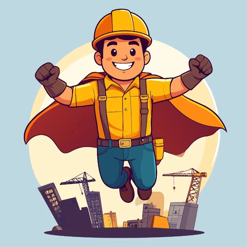 Bauhelden Superheld Bauarbeiter Held der Baustelle