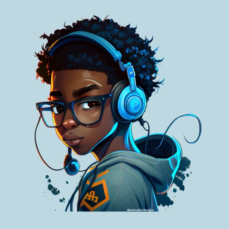 Digital gaming character with headset