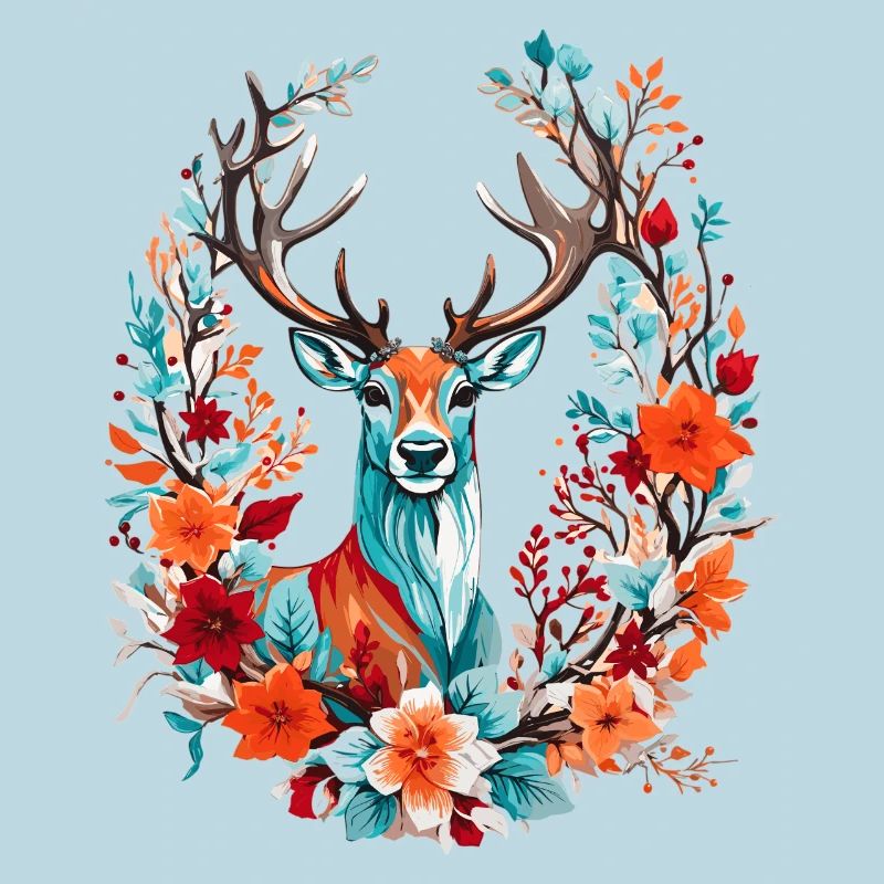 Cerf avec des fleurs