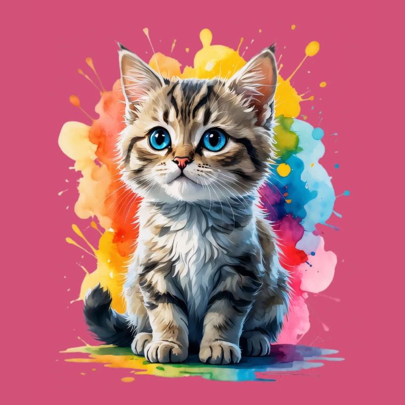 Explosion de couleurs de portrait de chat