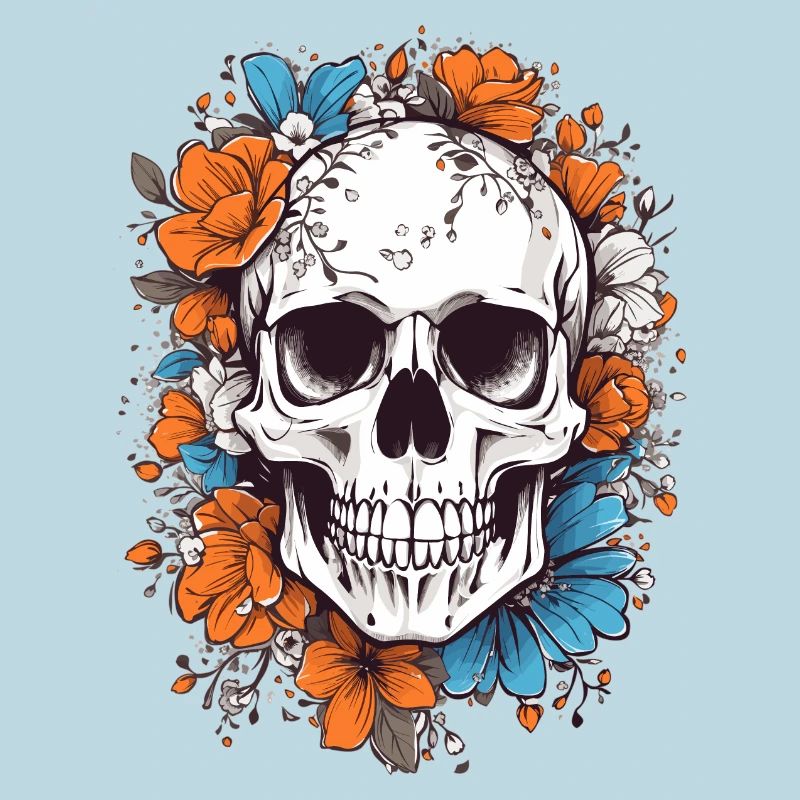 Crâne avec des fleurs