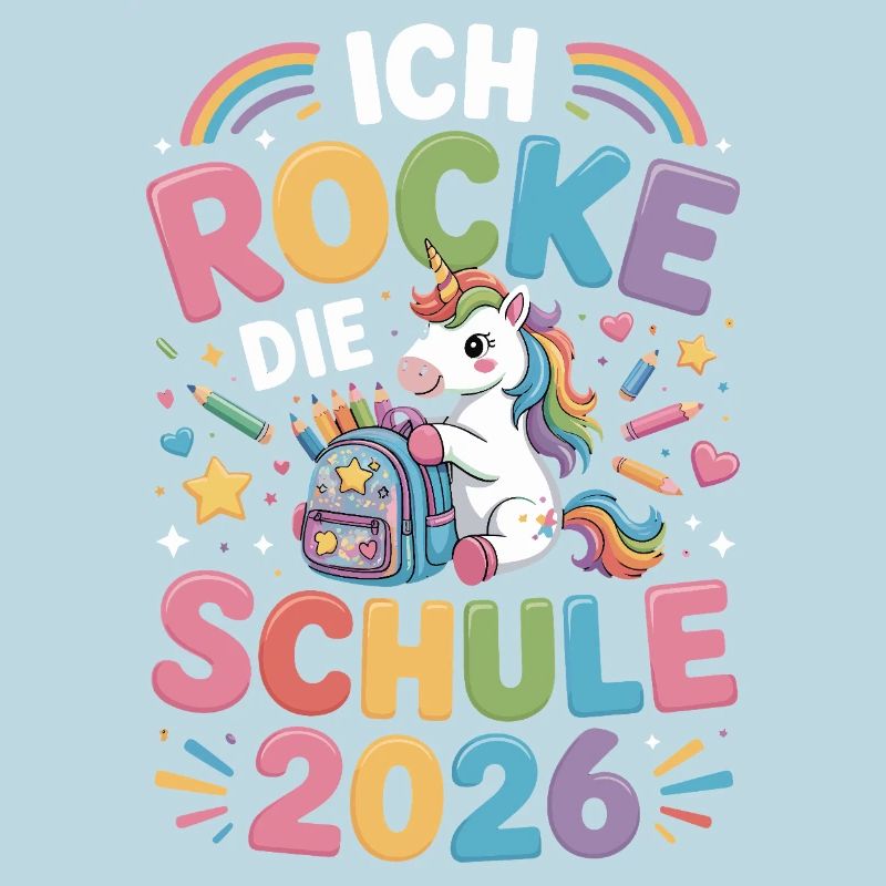  Ich Rocke Die Schule 2026 Einhorn Einschulung