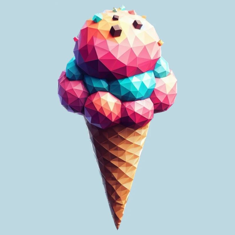Eine leckere Eiswaffel im Polygon-Stil