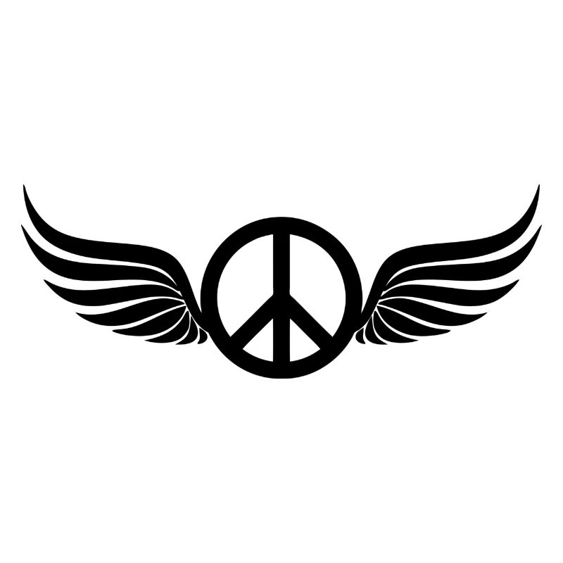 Winged Hippie Black Peace Sign