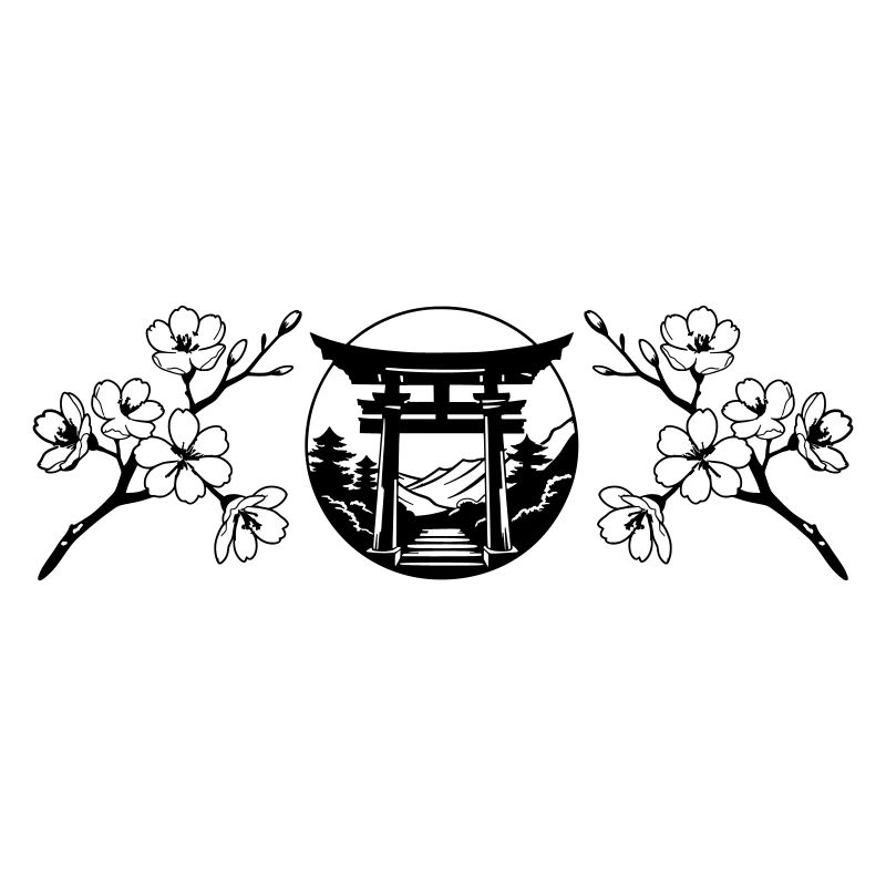 Jardin du Japon et fleur de sakura