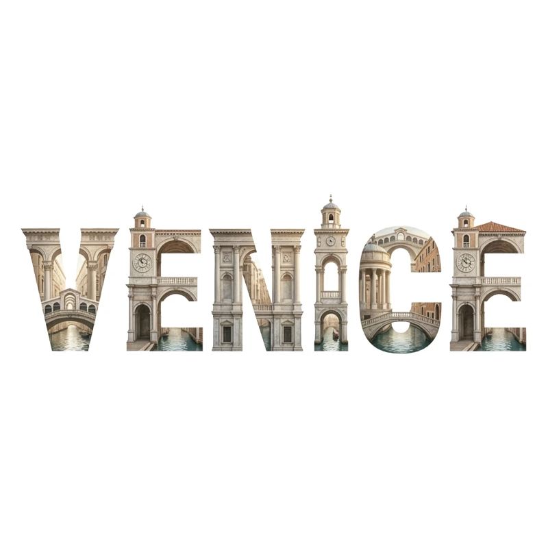 Venice Typography with Historic Architecture