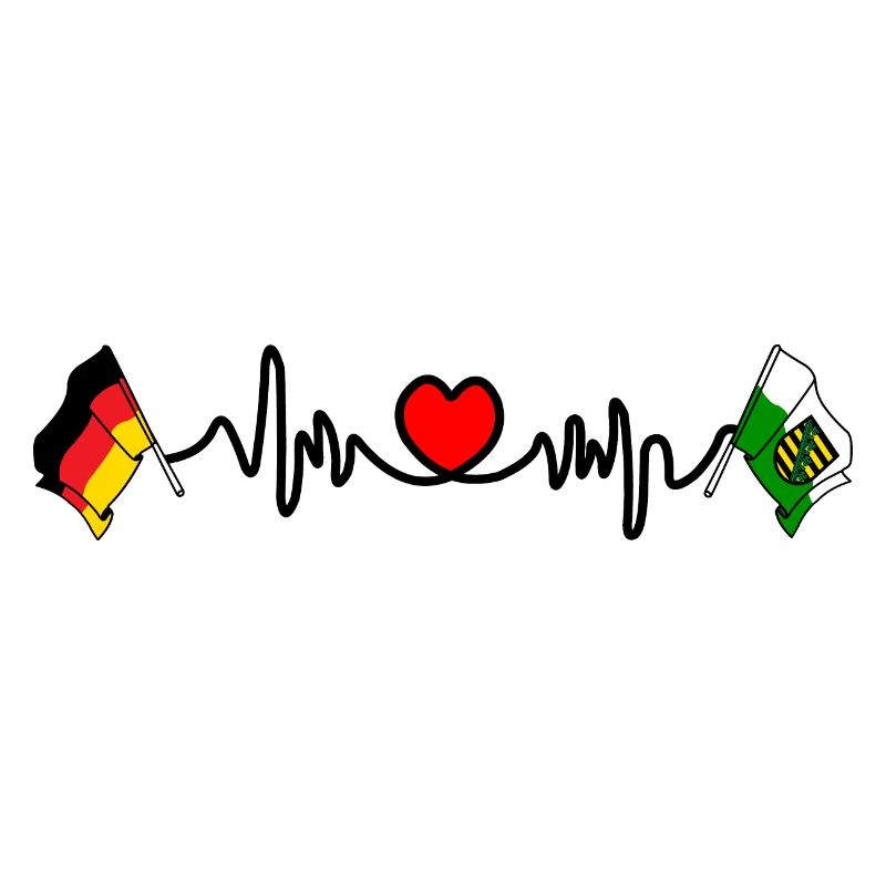 Cardio heart avec drapeau Allemagne et drapeau Saxe