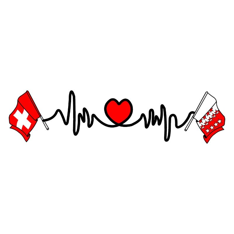Cardio cardiaque Drapeau Suisse et drapeau Valais