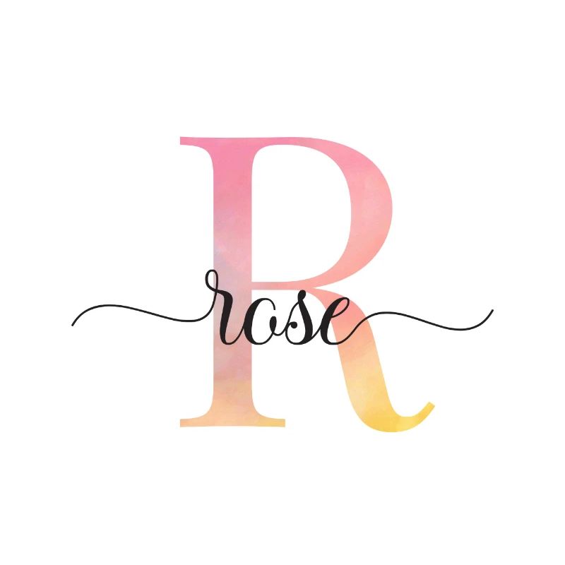 R | Monogram | Name | Rose |Watercolor
