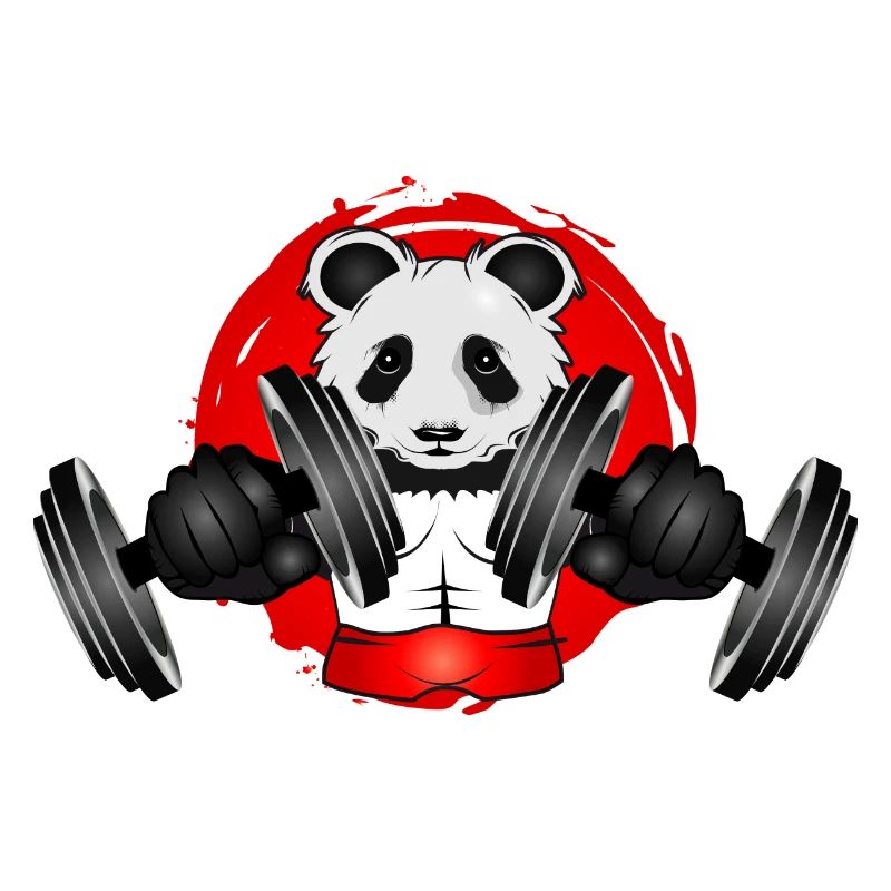 Bodybuilder Panda Bear avec haltère en Gym Patch