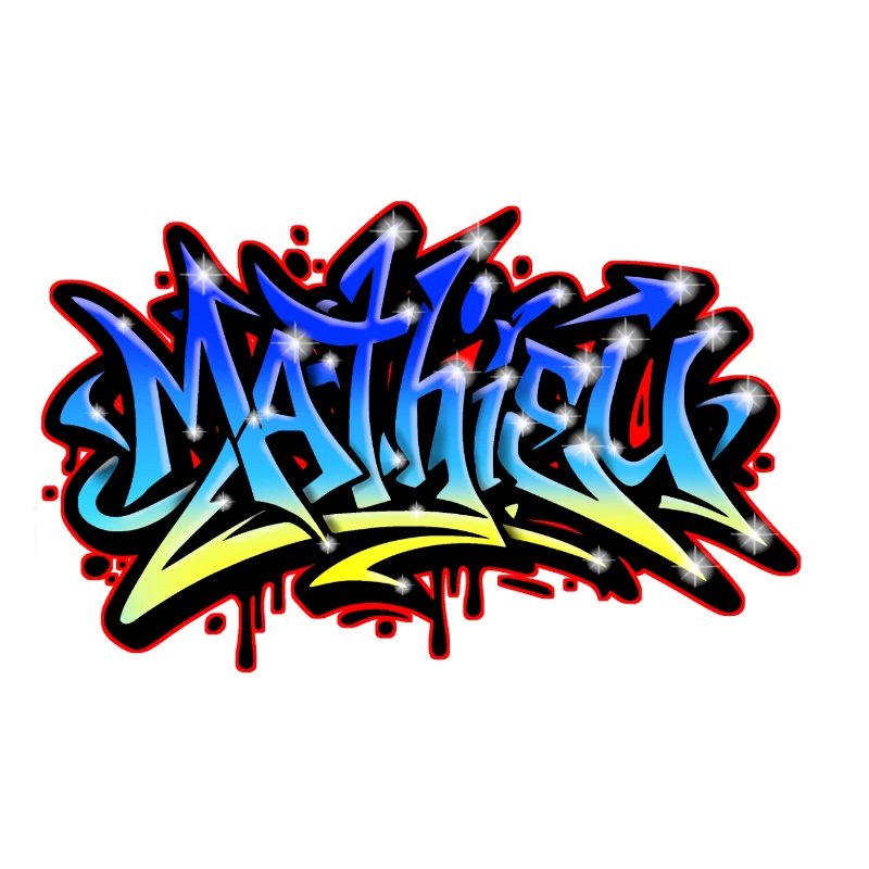 Mathieu Graffiti imprimable bleu jaune