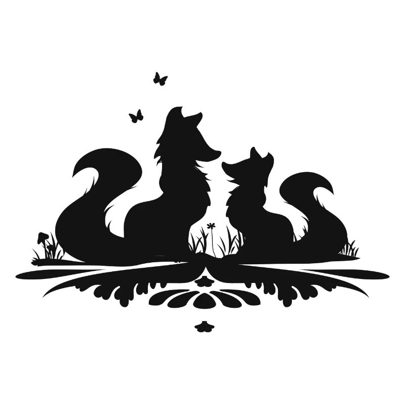 Silhouette de deux renards mignons