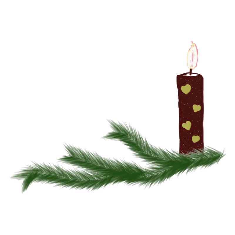 Bougie de Noël festive aux branches de sapin