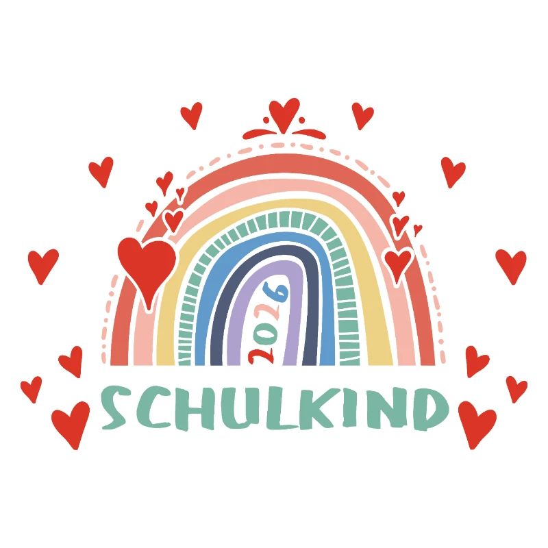 Schulkind 2026 - Regenbogen - Herz - Einschulung