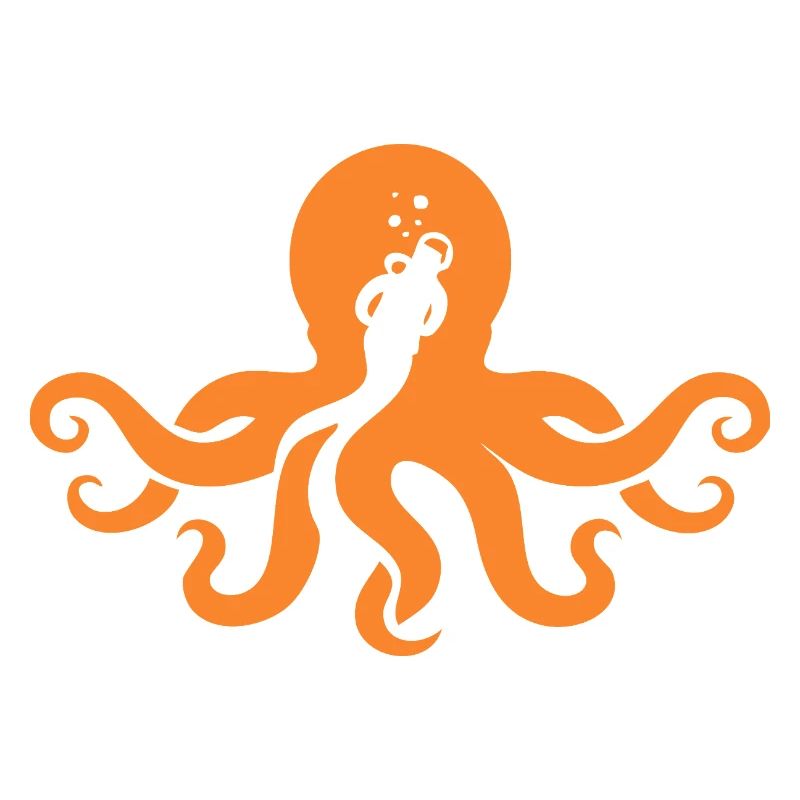 Plongeur pieuvre orange