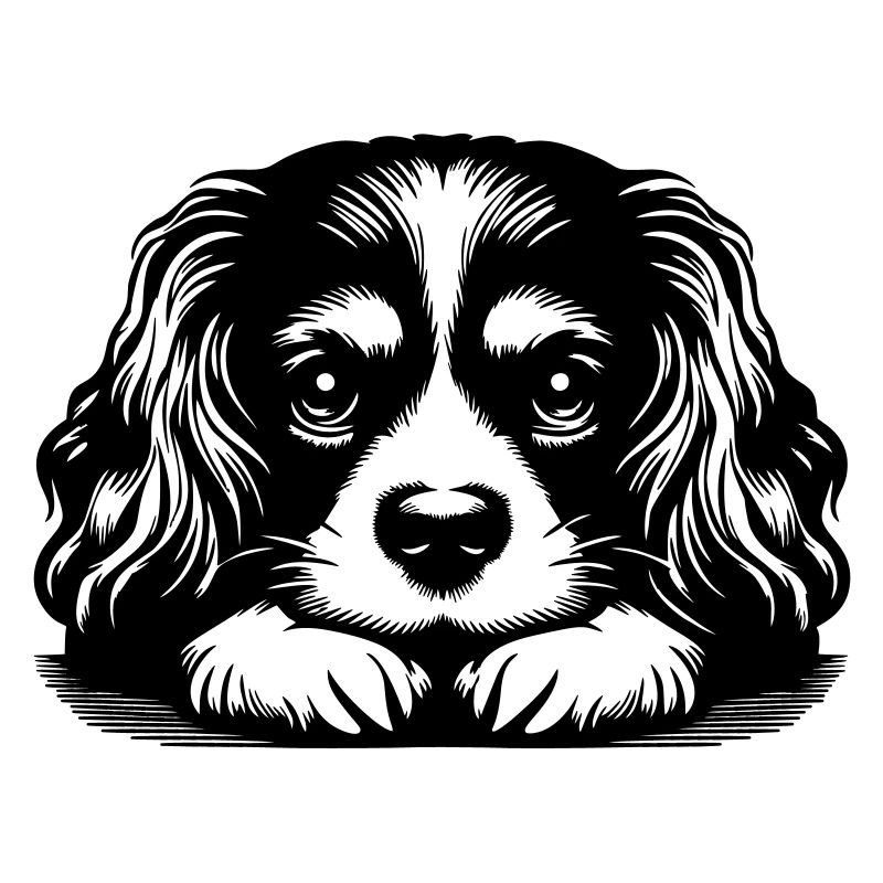 Cavalier King Charles Spaniel Head with Paws