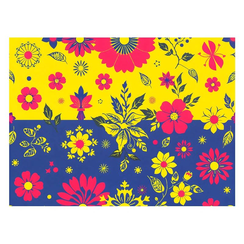 Blumenmuster mit kontrastfarbenem Hintergrund