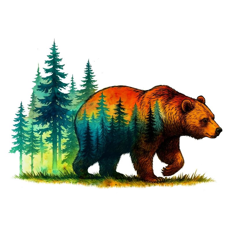 Ours Forêt Réflexion Randonnée Nature sauvage