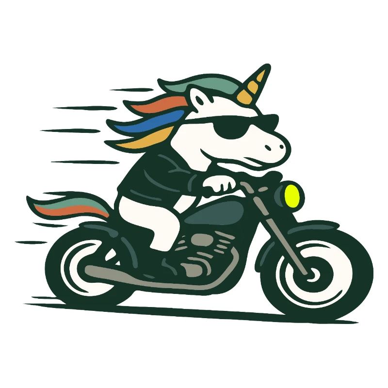 Fast Biker einhornfahrende Motorrad-Maskottchen-Kunst