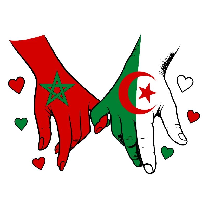 Morocco Algeria Flags Handholding