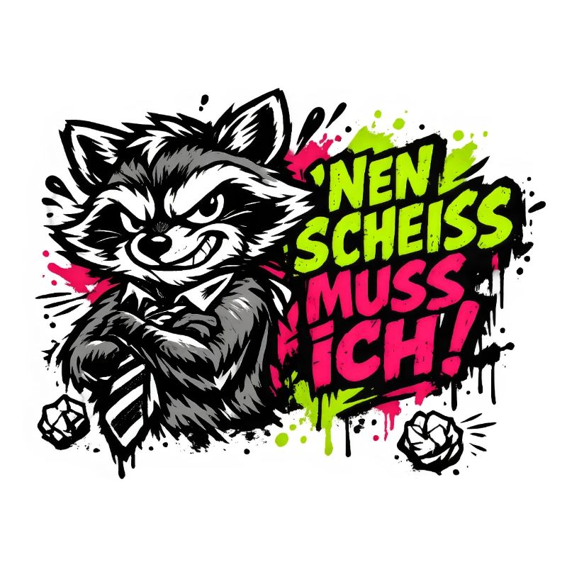 Lustiger Waschbär Spruch Nen Scheiss muss ich