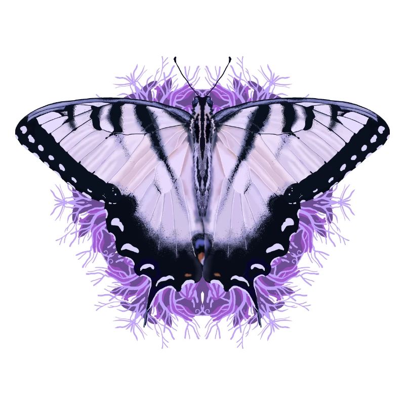 Papillon blanc à fleur pourpre