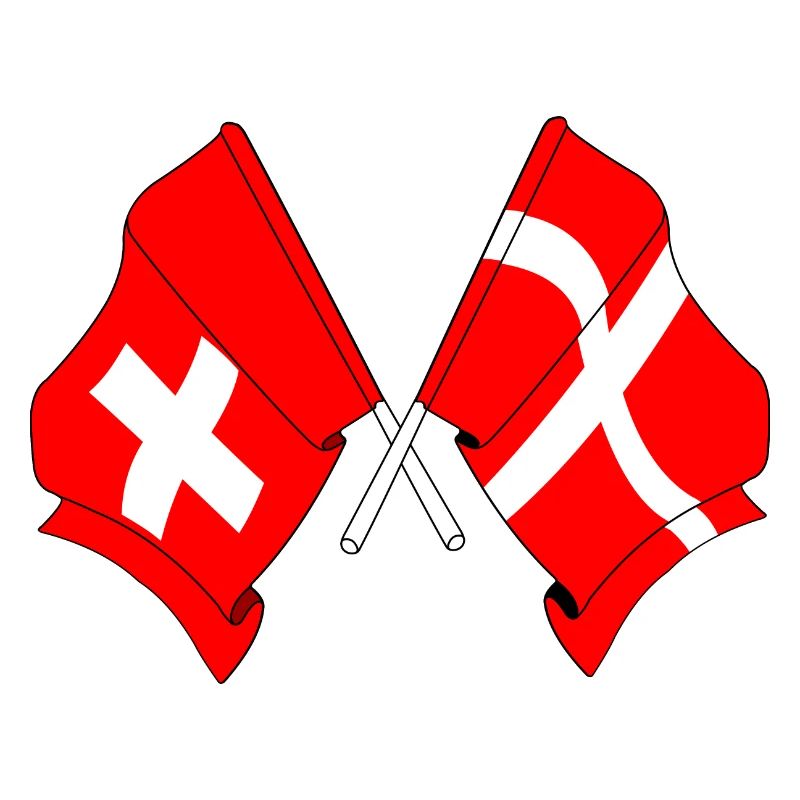 Drapeau de la Suisse et drapeau du Danemark