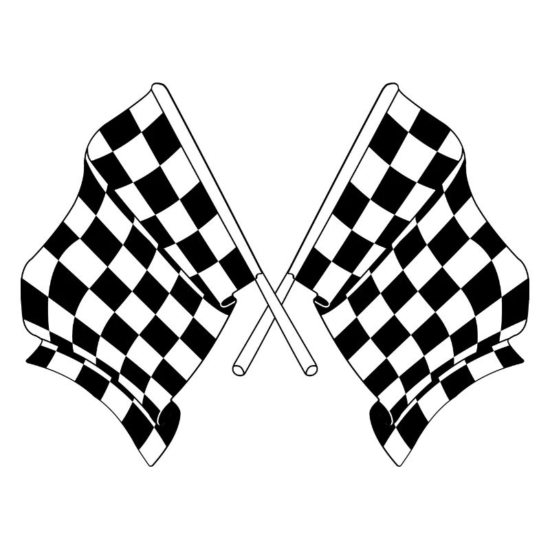 Deux drapeaux de course automobile croisés départ arrivée