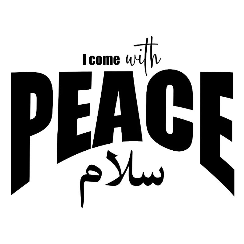 Ich komme mit Peace Typography Design-Schwarz