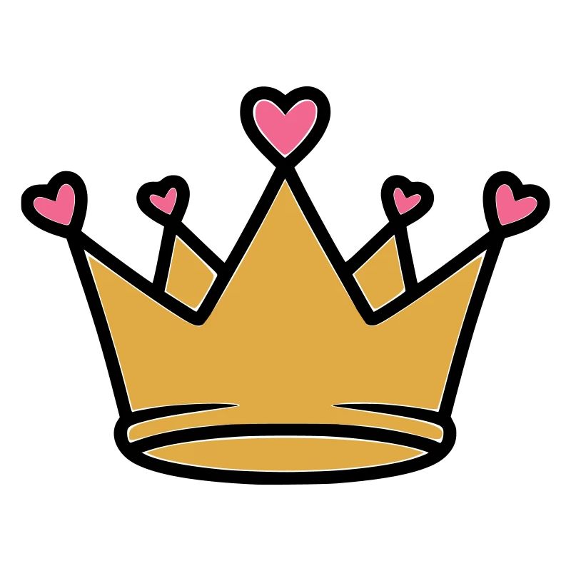 Cute Princess Crown Hearts Vector