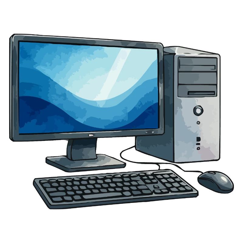 Retro PC Workstation Illustration