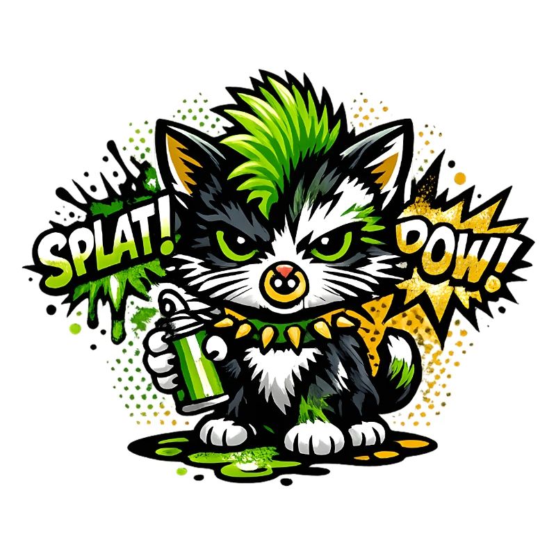 Neon Graffiti Kitten Sprayer