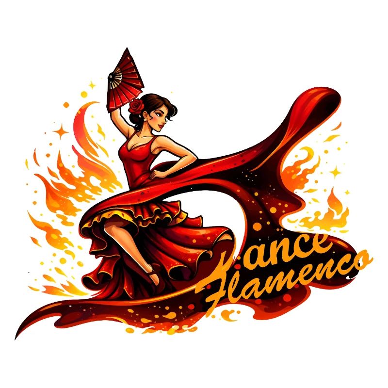 Flamenco dancer with fire and fan