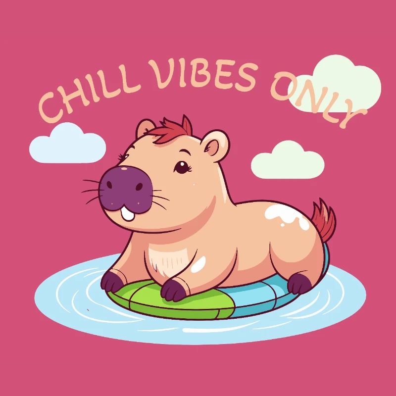 Capybara mignon - Capybara sur planche de surf