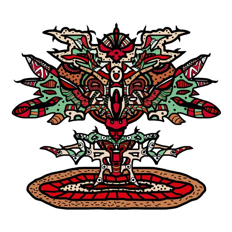 Totem-Drachen Mandala Psychedelisch