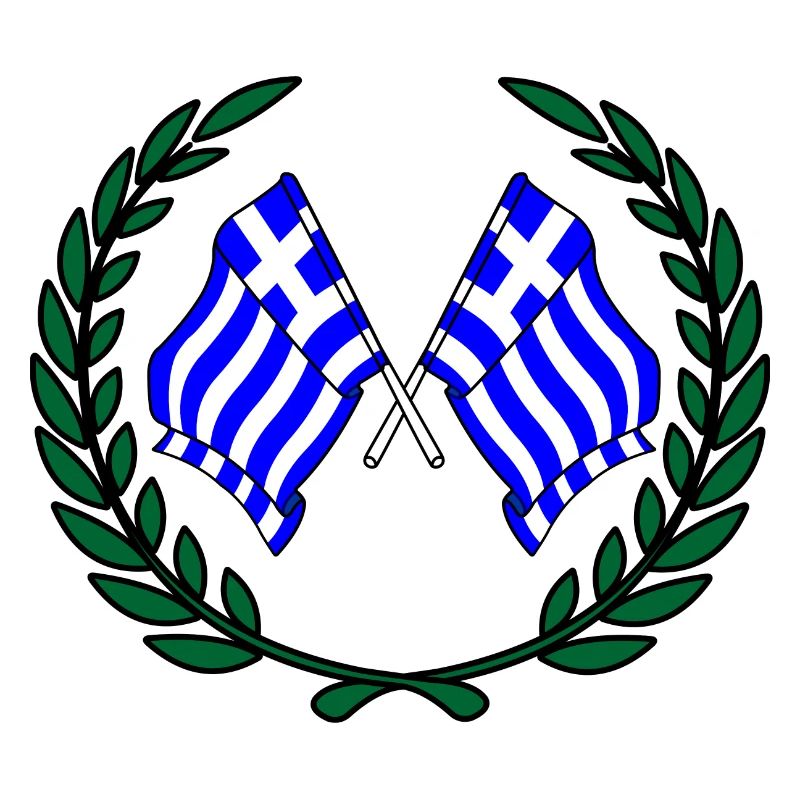Drapeaux de la Grèce en couronne de laurier