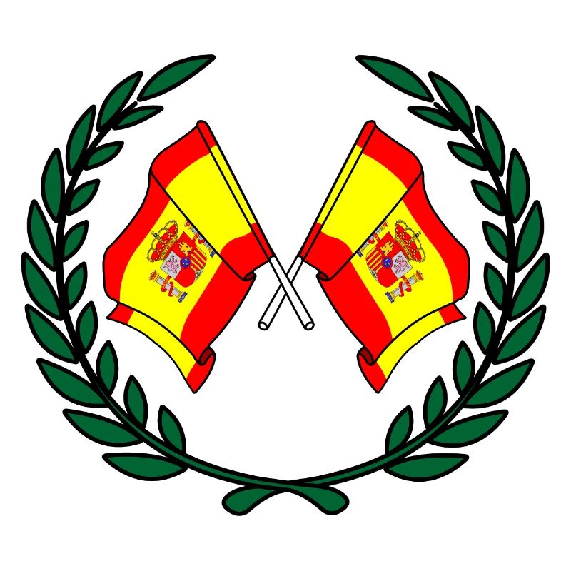 Flags Spain in laurel wreath