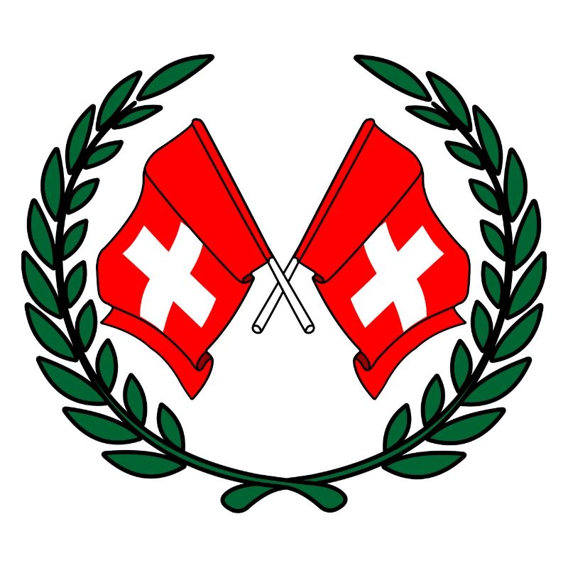 Drapeaux de la Suisse en couronne de laurier