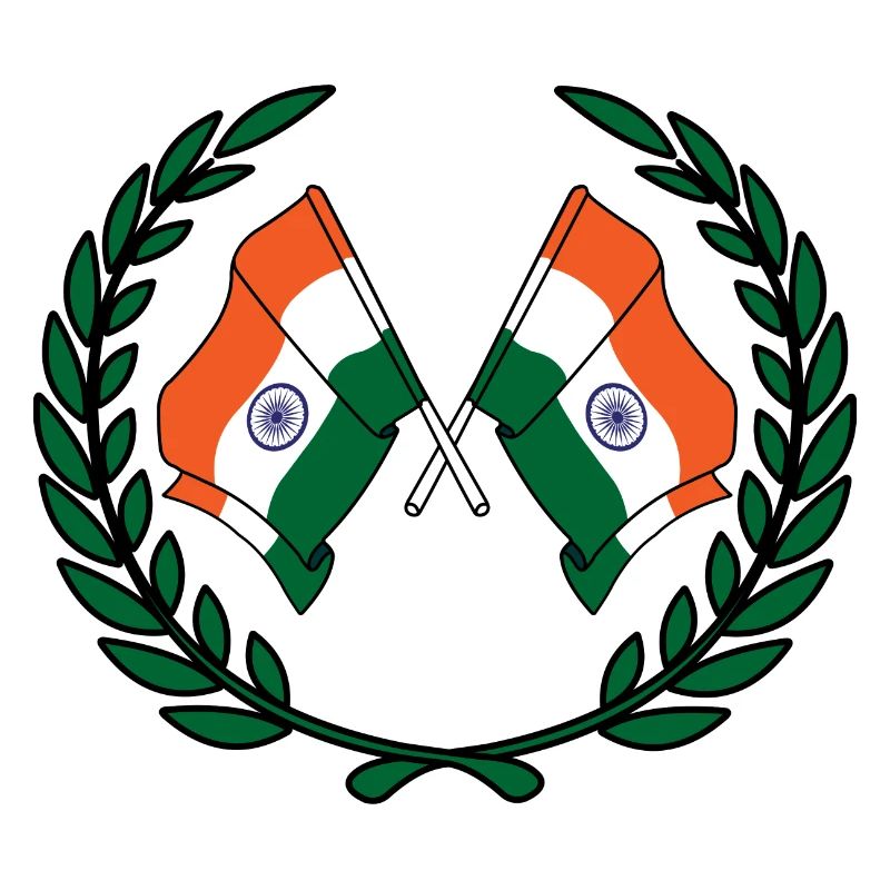 Flags India in laurel wreath