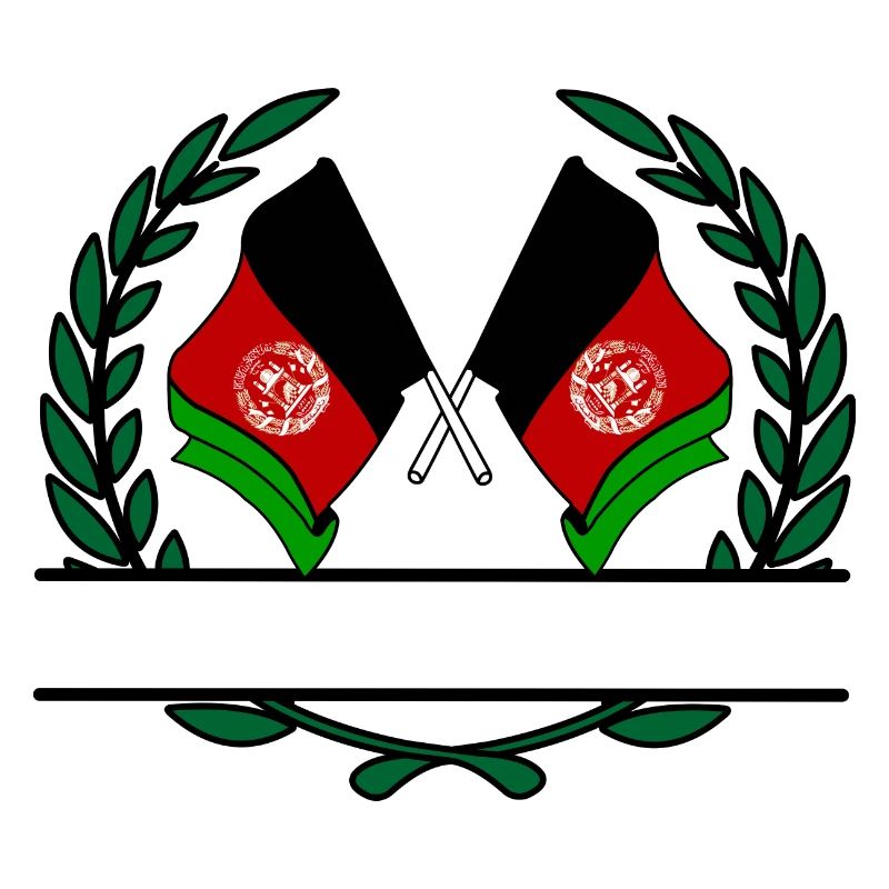 Drapeaux Afghanistan bannière couronne de laurier