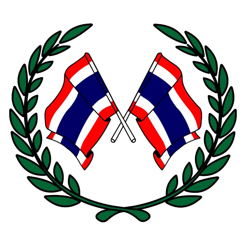 Flaggen Thailands im Lorbeerkranz