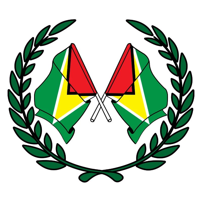 Drapeaux Guyane en couronne de laurier