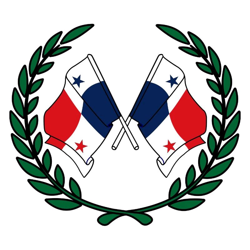 Drapeaux Panama en couronne de laurier