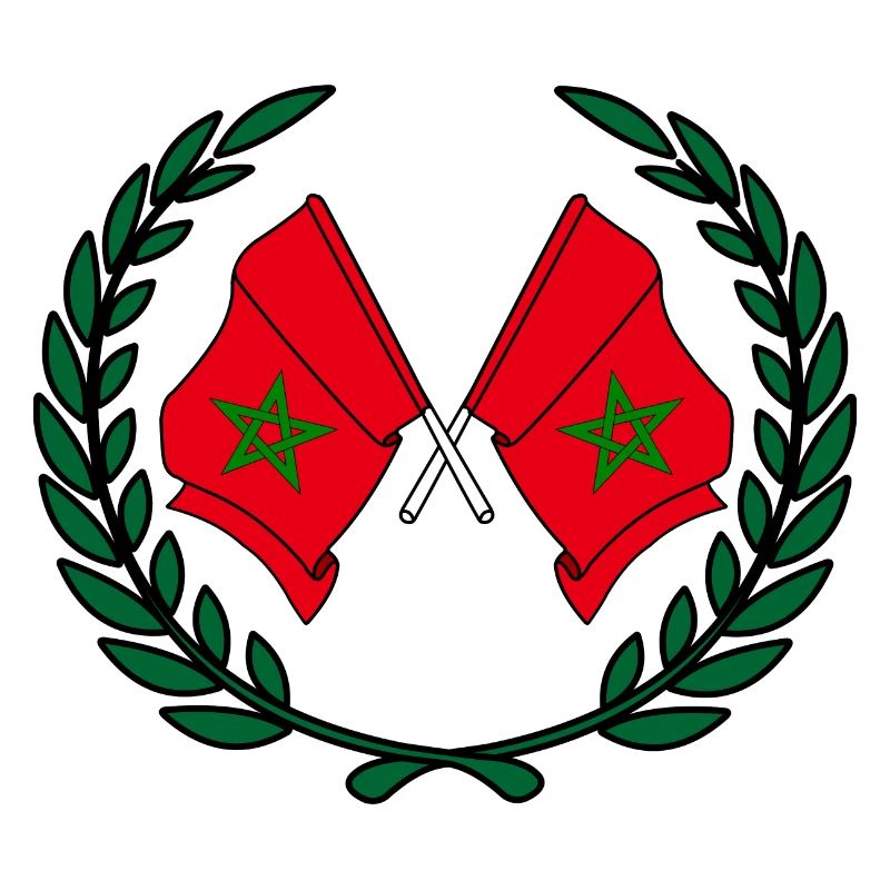 Drapeaux Maroc en couronne de laurier